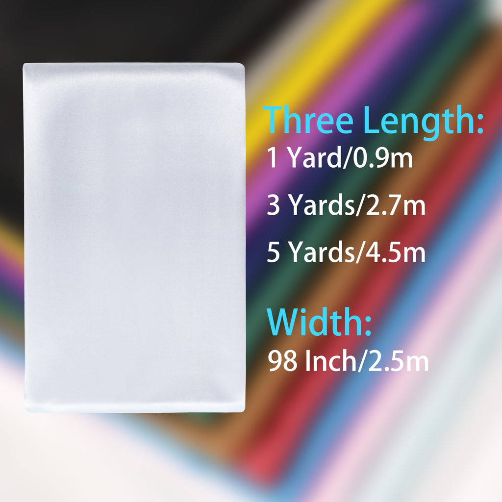 Silver Grey Satin Fabric - 98 Inch/2.5m Wide by The Yard, Soft Silky Fabric for Wedding Dress, Sewing, DIY Crafts