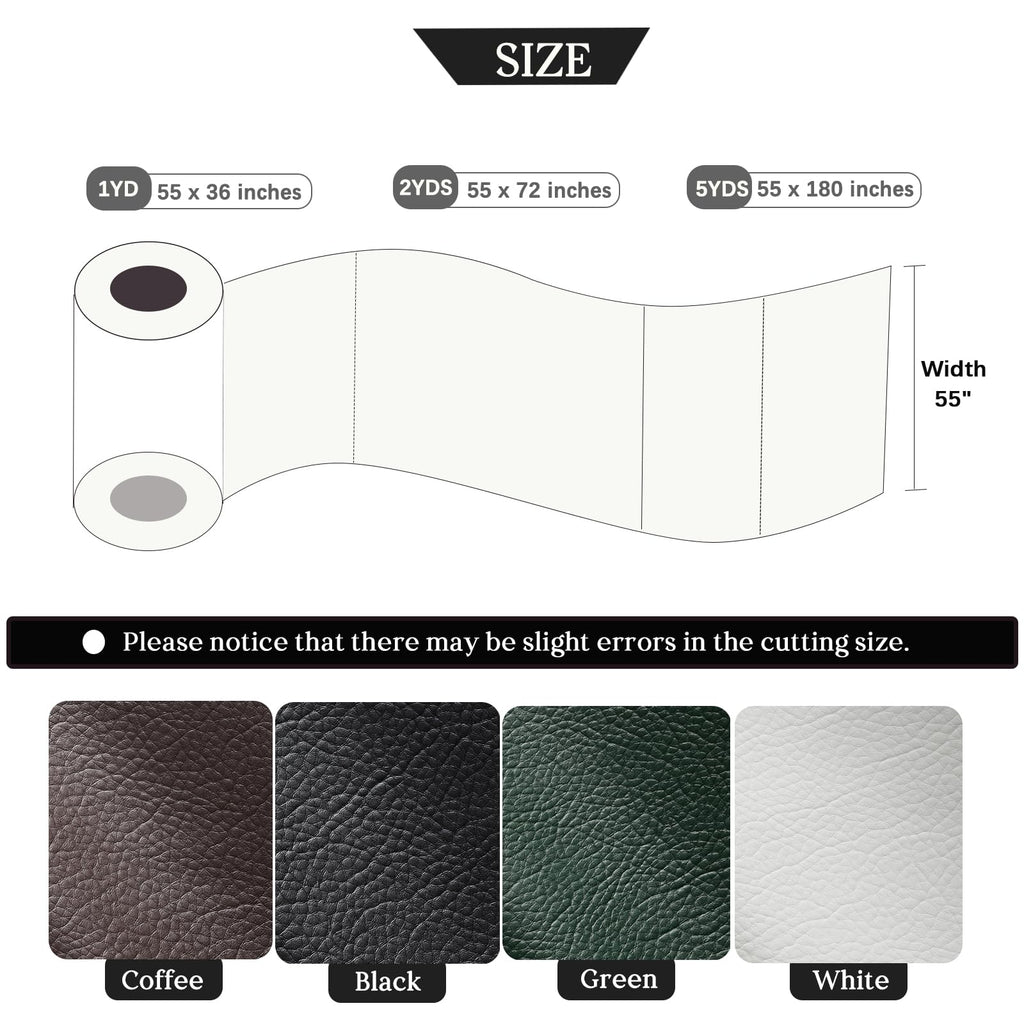 Faux Leather Fabric by The Yard 55" W Durable Outdoor Upholstery Fabric Waterproof PU Leather for Crafts Furniture