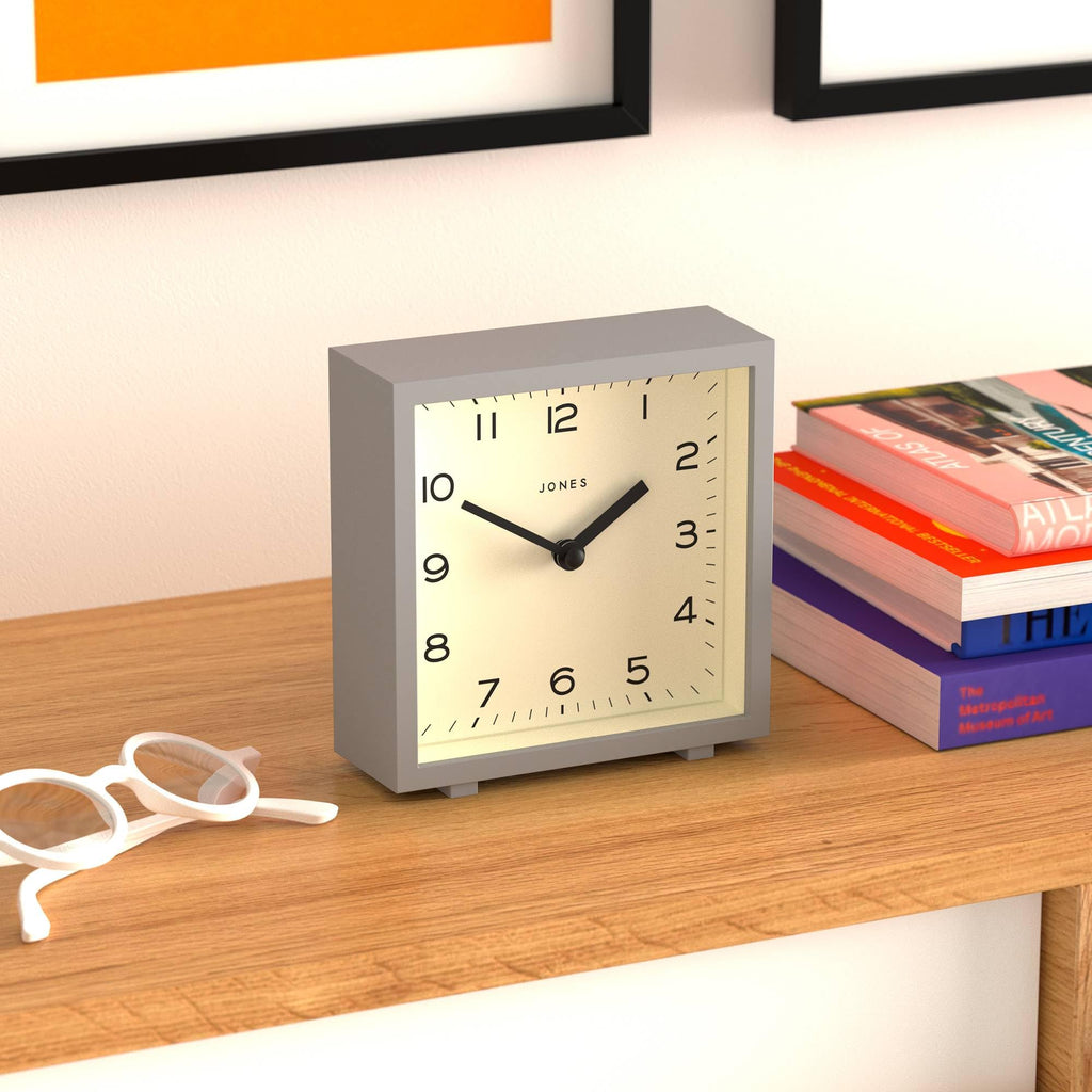 Disco Desk Clock | Sleek Square Design | Gray