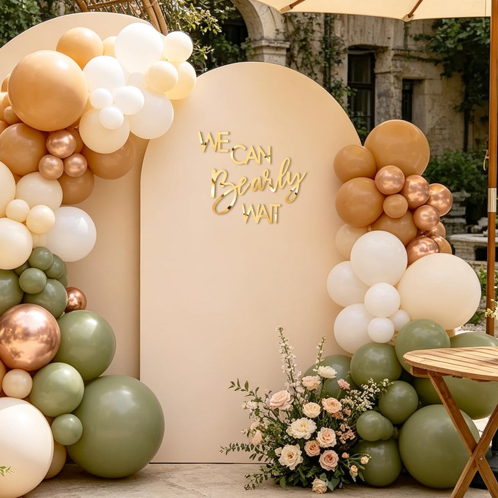 Acrylic We Can Bearly Wait Sign for Backdrop, Gold