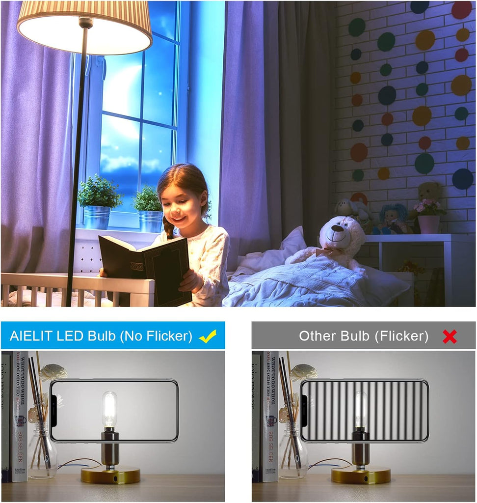 E12 LED Light Bulbs 40-Watt Equivalent, Natural White 4000K, Clear Glass, Tubular 4W Dimmable LED Filament