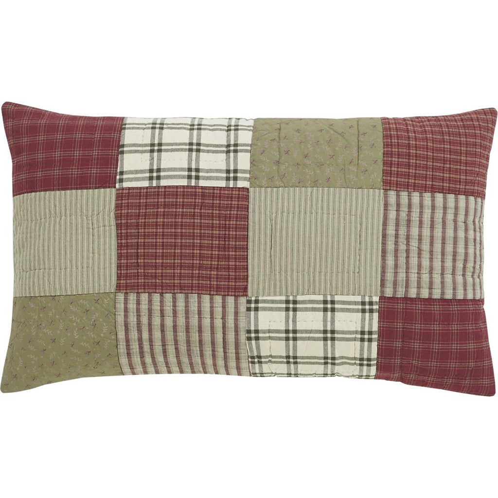 Farmhouse Brick Red Patchwork Cotton Prairie Winds Bedding Hand Quilted Patchwork King Sham