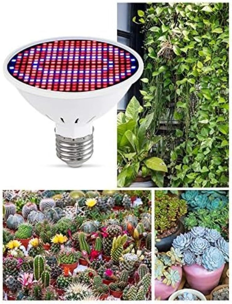 LED Grow Light Bulb, Full Spectrum Plant Light, E27 Base 200LED 360 Degree Wide Coverage Red Blue Lamp for Indoor