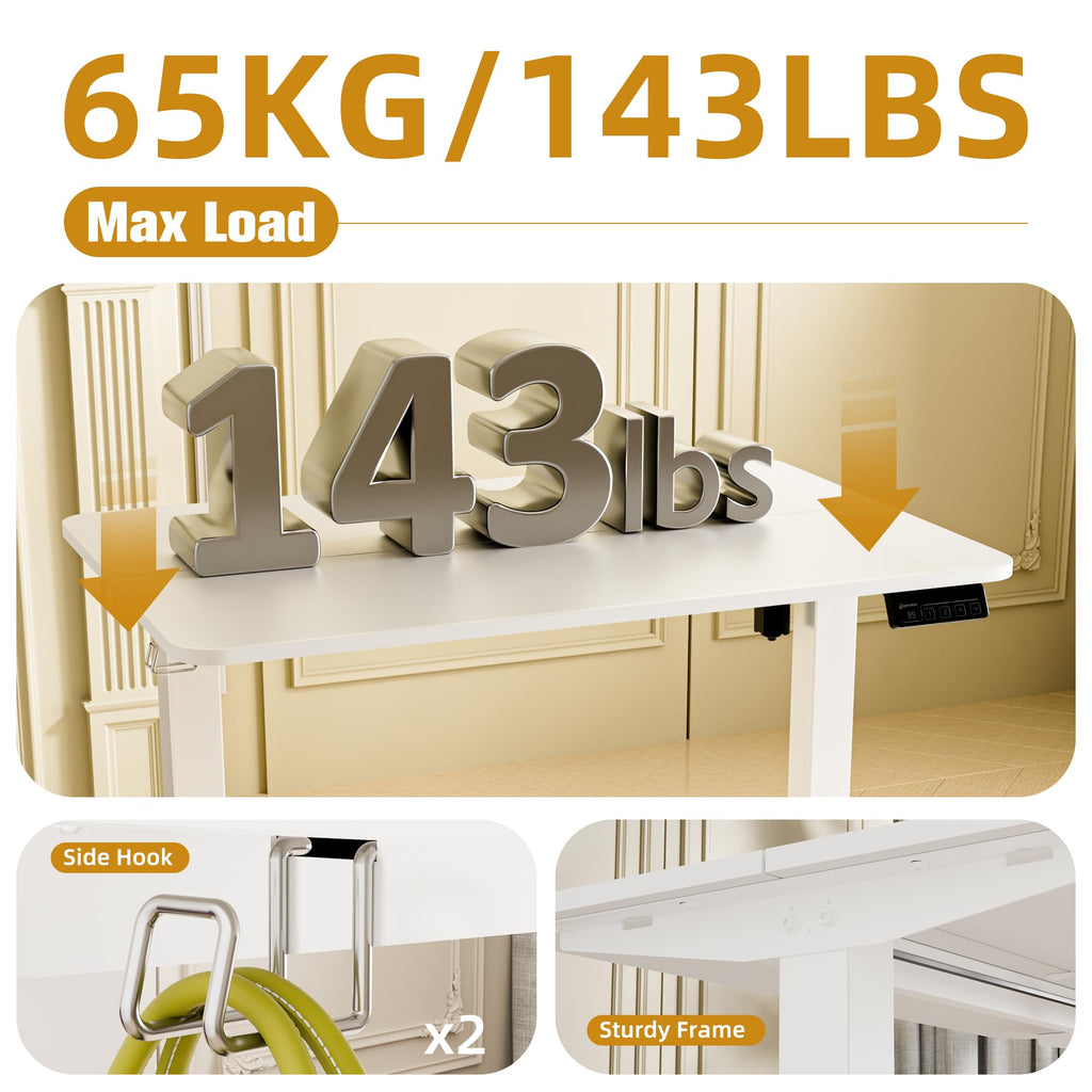 Small Standing Desk, 35"x24" Height Adjustable Sit-Stand Home Office, White