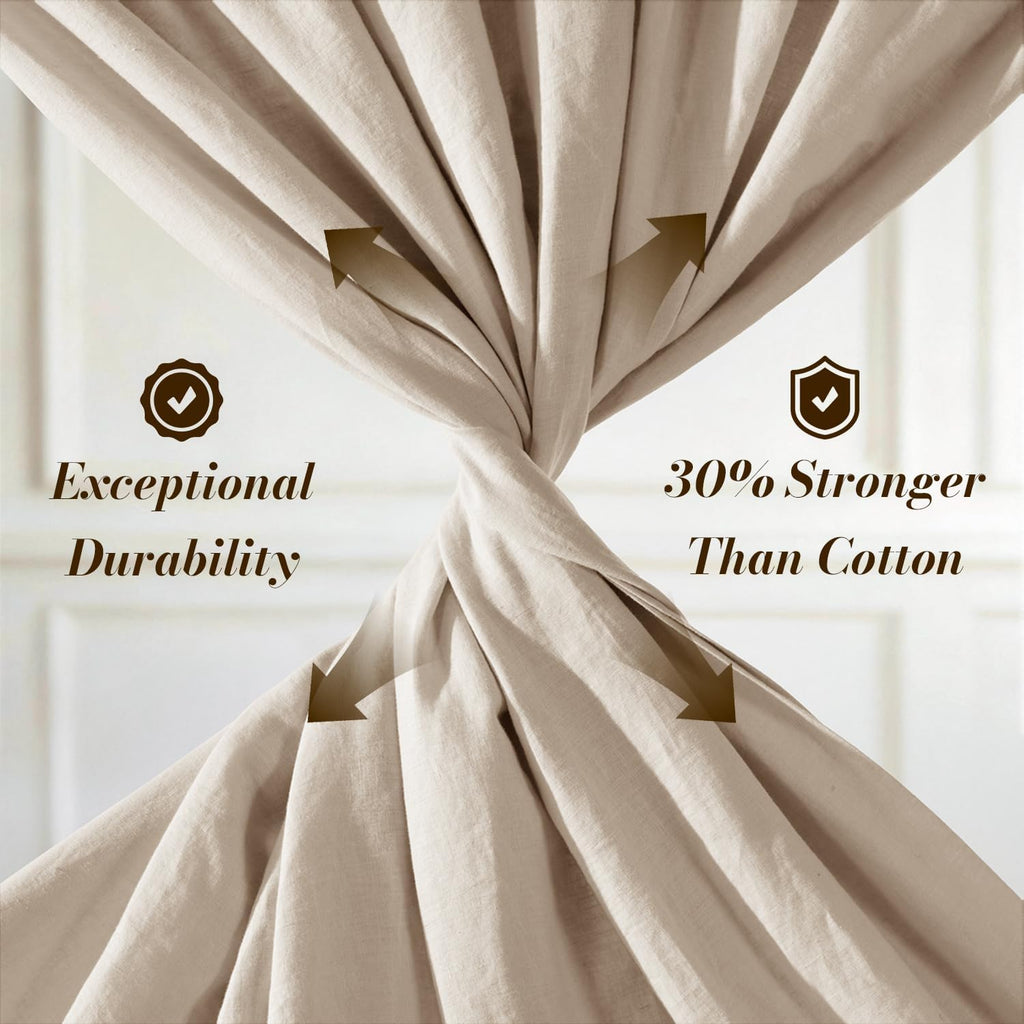 100% French Pure Linen Sheets, Breathable and Durable Linen King Sheets, Anti-Tear Linen Bed Sheets, Machine