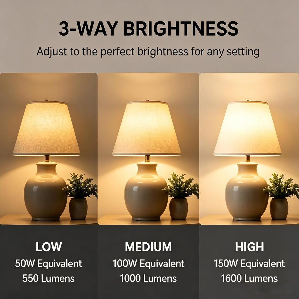 3-Way Light Bulbs, Three Way Bulb,50/100/150 Watt Incandescent Light Bulbs (4PACK)