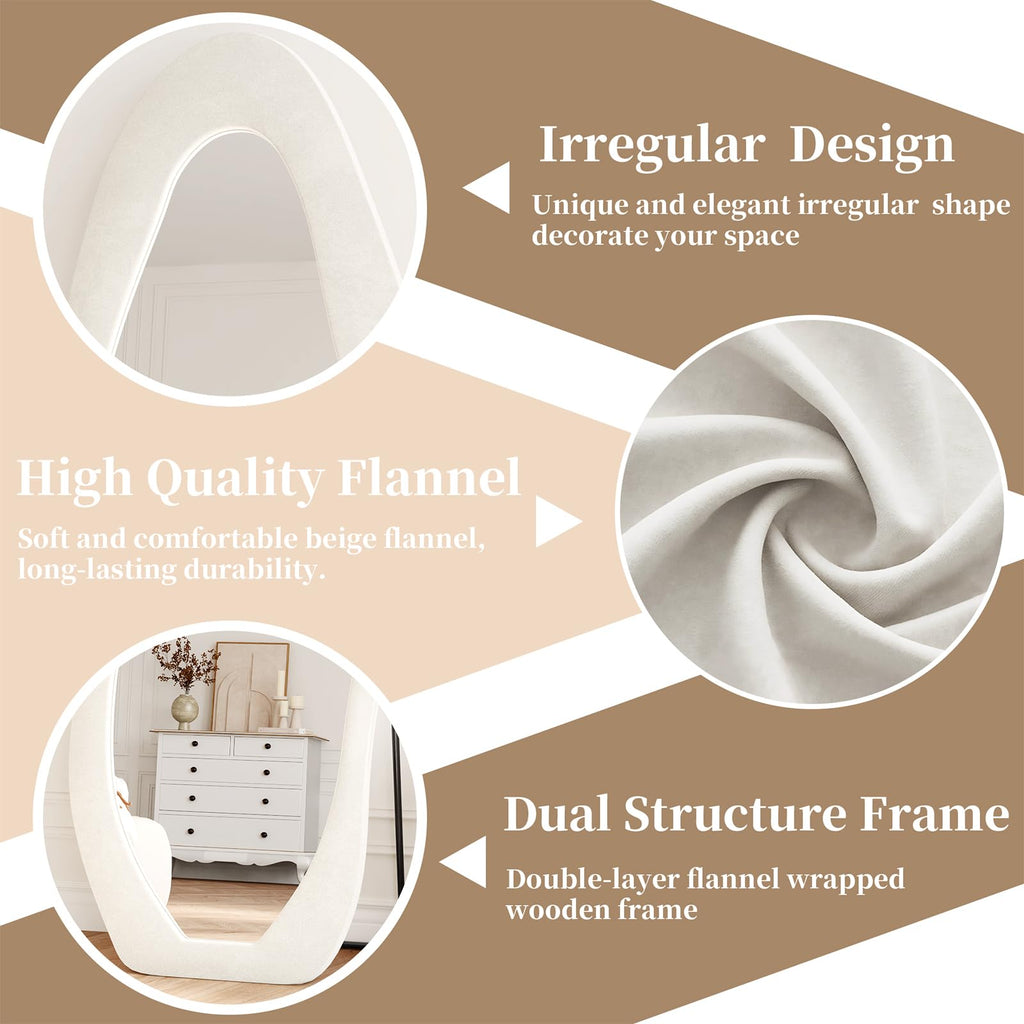 Wall Mirror 56"x24", Irregular Wavy Full Length Mirror