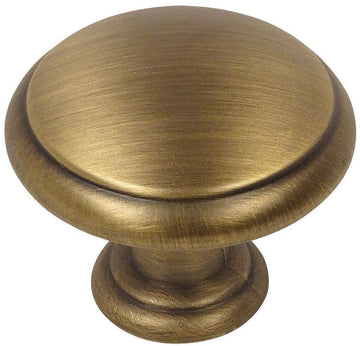 10 Pack 5422BAB Brushed Antique Brass Mushroom Knob 1-3/16 Diameter