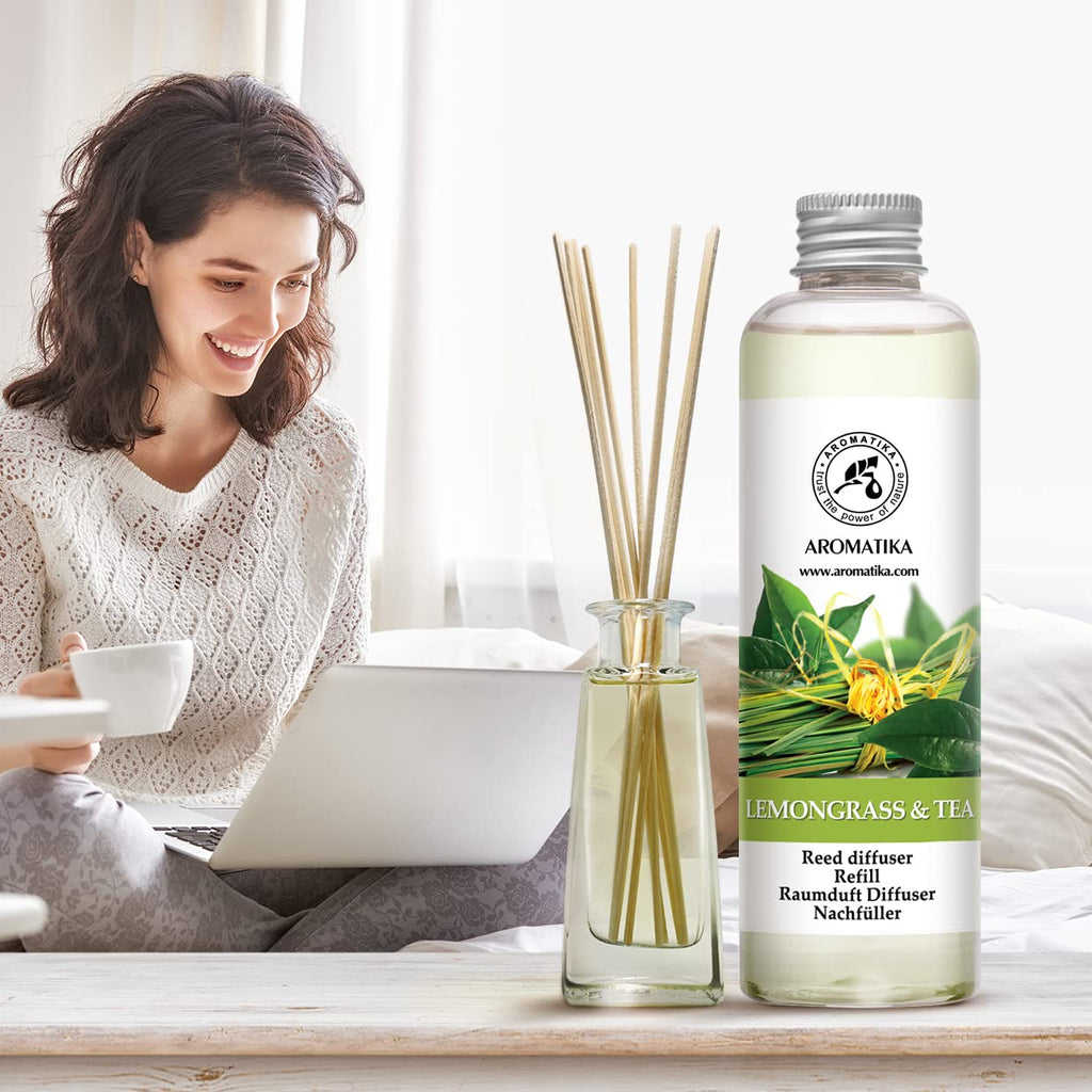 Reed Diffuser Refill Lemongrass - Tea 6.8 Fl Oz - Scented Diffuser - Room Diffuser Refill with Scent - Room Freshener