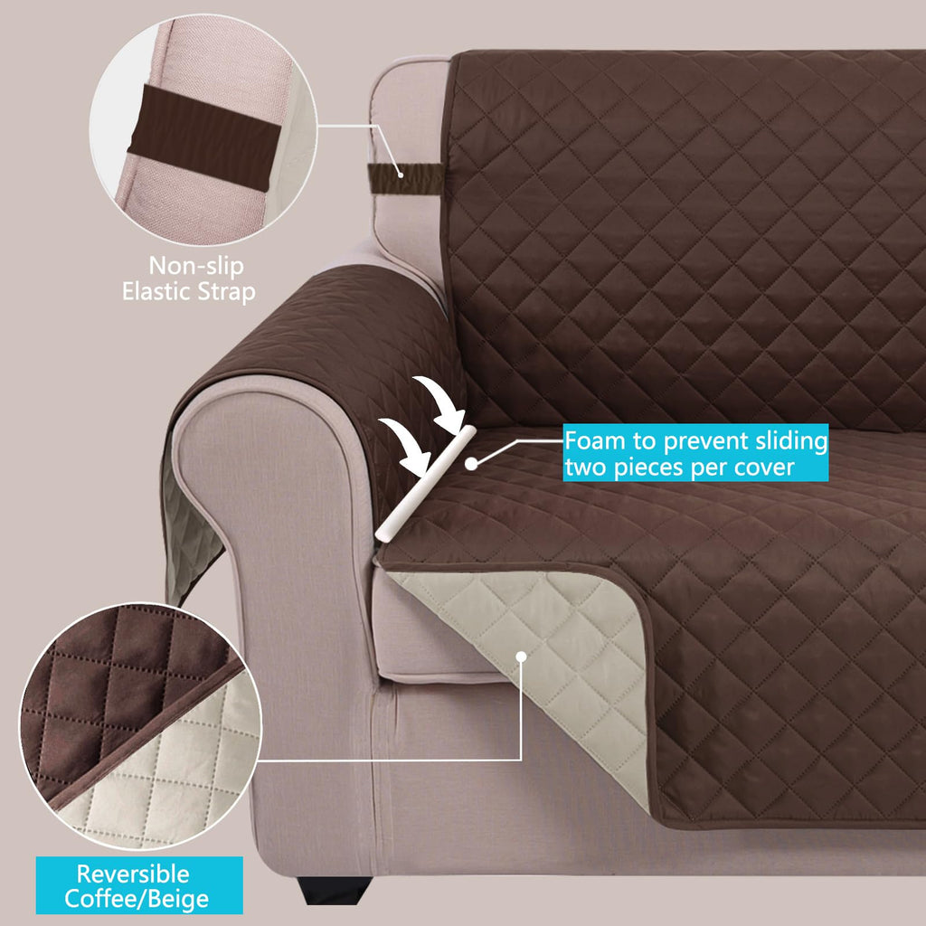 Reversible Recliner Chair Covers, Coffee/Beige