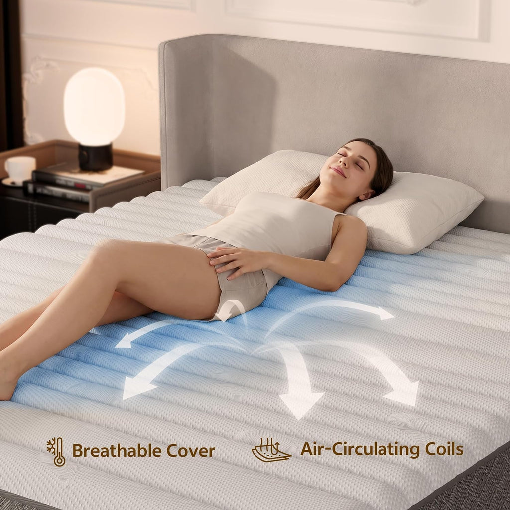 King Size Mattress, 12 Inch King Mattress Hybrid Medium Firm, 7-Zone Pocket Spring Memory Foam Mattress in a Box for