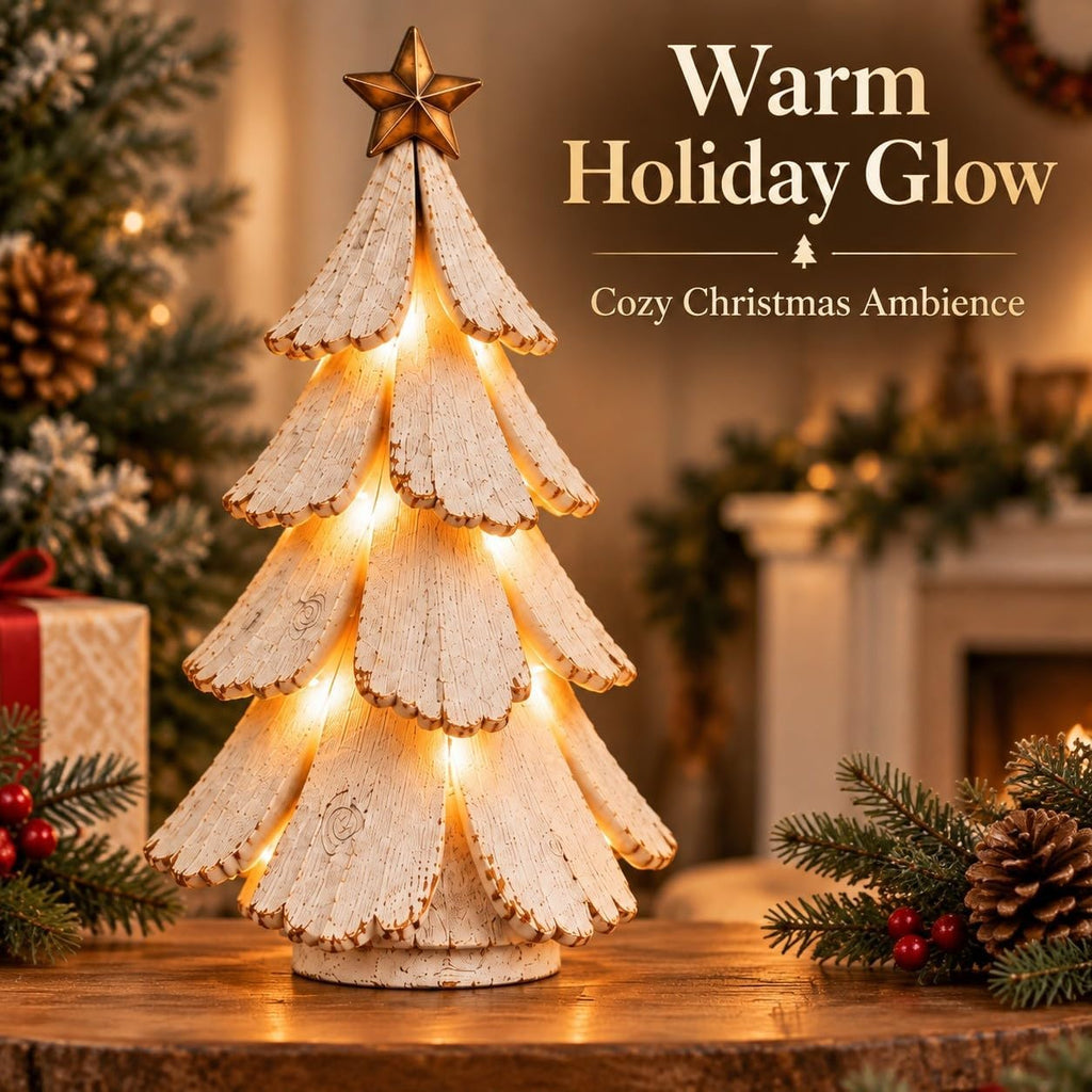 Vintage Lighted Christmas Tree Figurine, Mini Tabletop Centerpiece