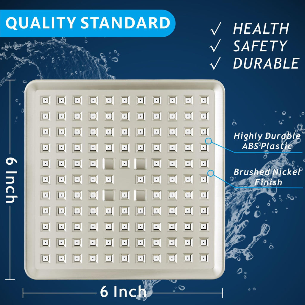 High Pressure Rain Shower Head - Luxury Modern Look - The Adjustable Replacement For Your Bathroom Showerhead - 6"