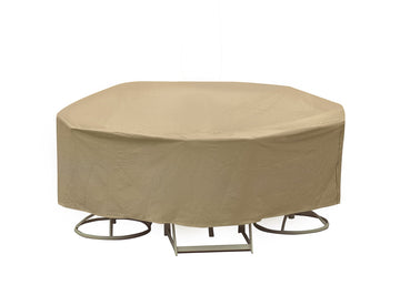 Weatherproof Patio Table and Chair Set Cover, 60 Inch Round Table, Tan