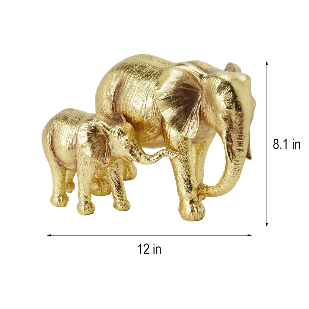Large Elephant Statue Home Decor Indoor - Mother & Child Sculptures, Luxury Resin Statue Entryway Table Shelf Accent