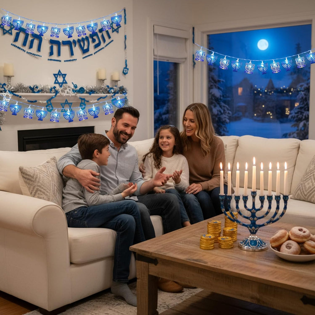 Strings 20 Feet 40 LED Hanukkah Lights Battery Operated - Set of 2