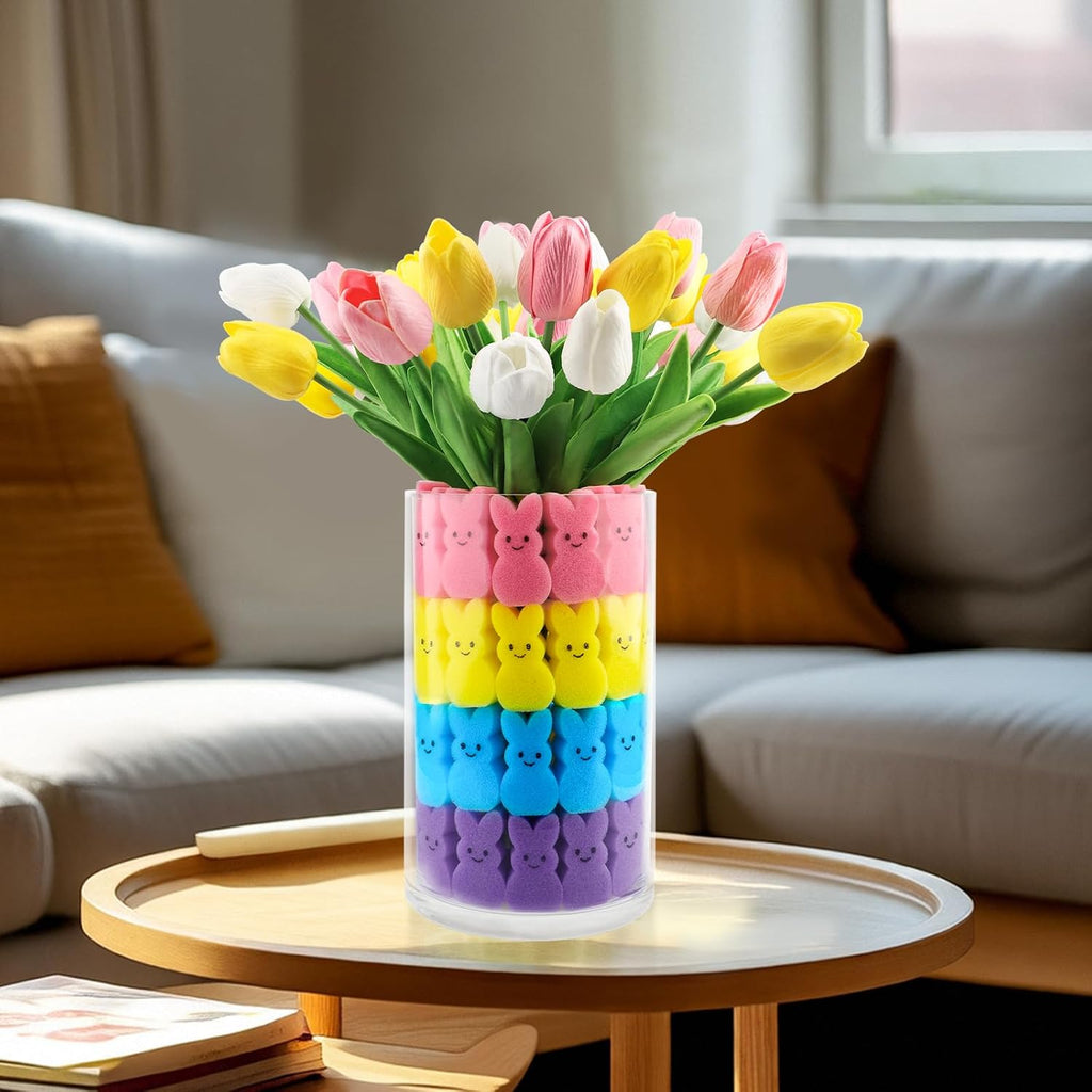 Easter Decorations Easter Decor Artificial Tulips with Bunnies Vase Filler Spring Decor Home Indoor - Set of 15