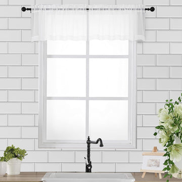 White Sheer Curtains 2 Panels, Short Voile Drapes for Dinning Small Windows Bathroom Living Room