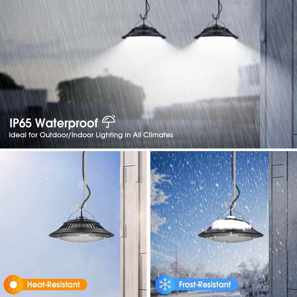 Solar Shed Pendant Light, IP65 Day/Night Dual Head for Barn Gazebo