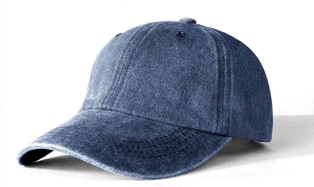 Kids Washed Denim Baseball Cap, 100% Cotton Curved Brim Hat, Breathable Sweatband for Boys Girls Outdoor Daily Use