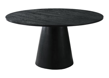Terra 59" Transitional Round Dining Table with Pedestal Base, Black