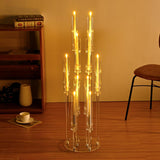 4 Sets 10 Arms Acrylic Candelabra Wedding Centerpiece,33.7Inches Floor Clear Candlesticks Holder with Acrylic Shade