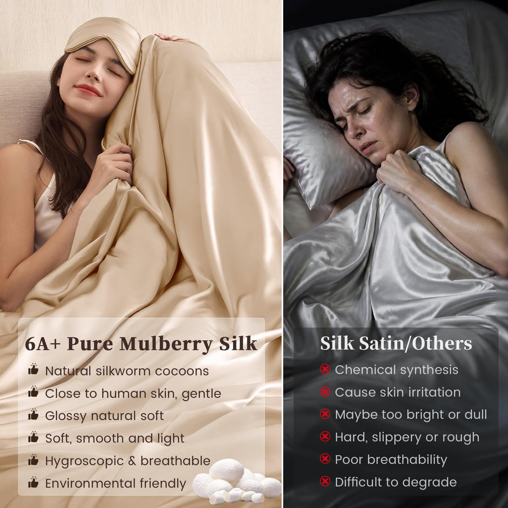 100% 6A+ Mulberry Silk Duvet Cover Champagne