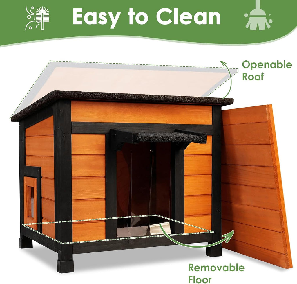 Outdoor Insulated Cat House, Weatherproof, Brown, 23.6"x20.9"x20.3"