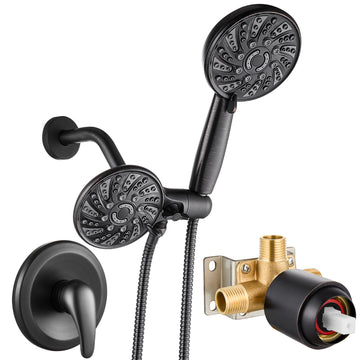 Dual Shower Head Kit with Valve 6 Mode Handheld Oil Rubbed Bronze