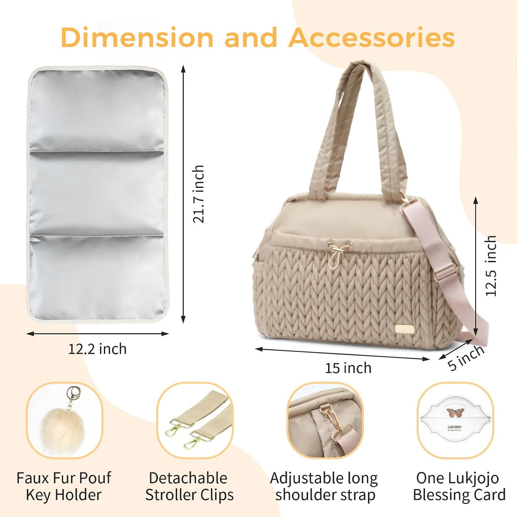 Asha Diaper Bag Tote For Daily Use, Travel Shoulder Diaper Bag With Long Strap