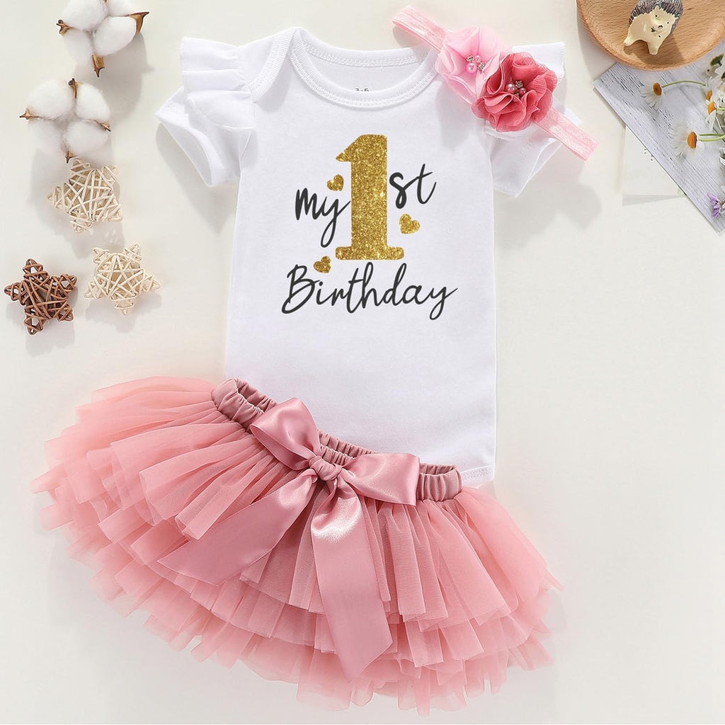 My 1St Birthday Girl Outfit Tutu For Baby Girl Happy First Birthday Outfits Baby Clothes