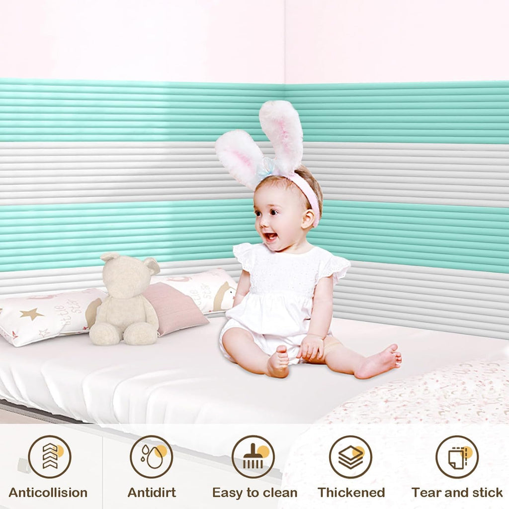 3D Anti-Collision Wall Cushion Padding, Peel and Stick Headboard Upholstered Wall Panels, Self-Adhesive Wall Panel