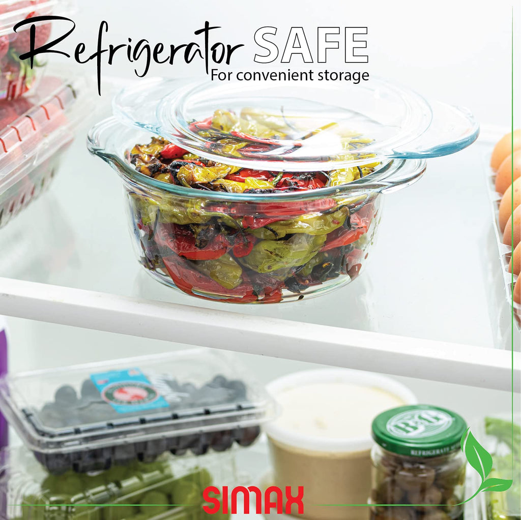 Glass Casserole Dish by Clear Glass Round Casserole Dish with Lid and Handles Covered Bowl for Cooking Baking Serving