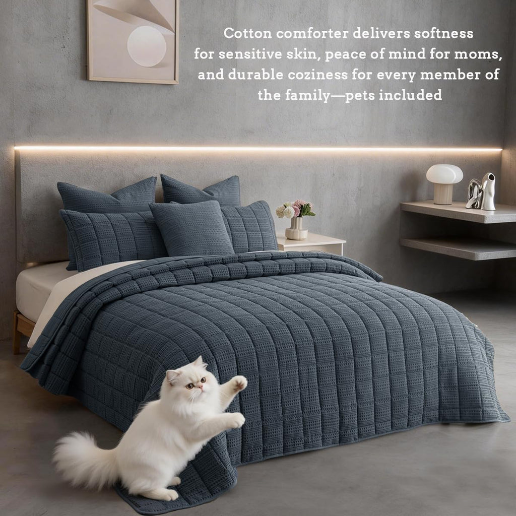 Quilt Set 120x120 Cotton Waffle Bedspread