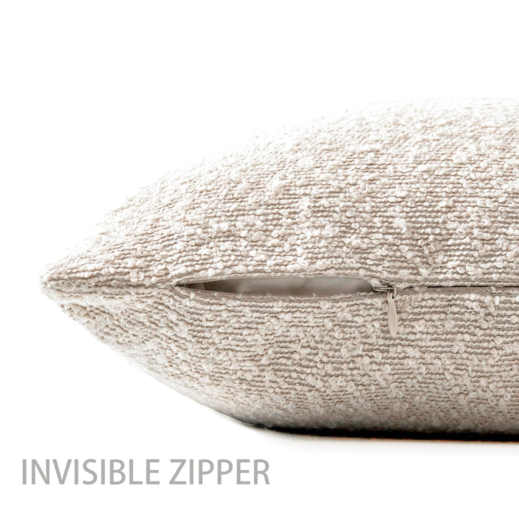 20x20 Boucle Throw Pillow Covers, Set of 2, Beige