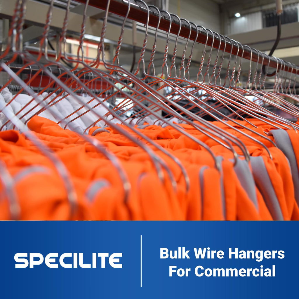 Metal Wire Clothes Hangers Bulk 50 Pack with Grooves, Silver