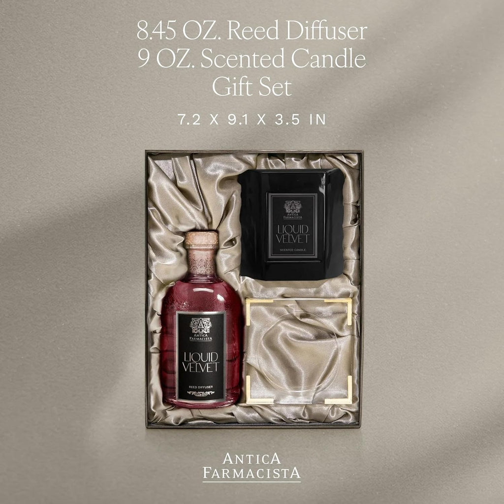 Lucite Home Ambiance Gift Set - Luxury Scented Candle (9 oz), Reed Diffuser (8.4 fl oz) & Lucite Tray - Home Decor