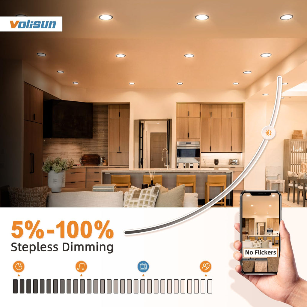12 Pack 6 inch Recessed Lighting, 5CCT, 3W Eqv 120W