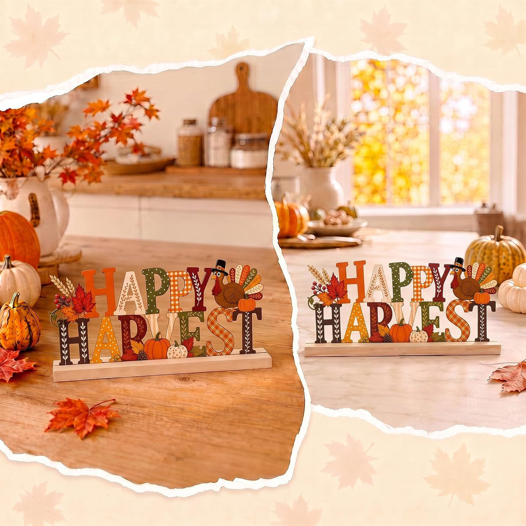 Thanksgiving Table Decor Centerpiece, Happy Harvest Table Sign