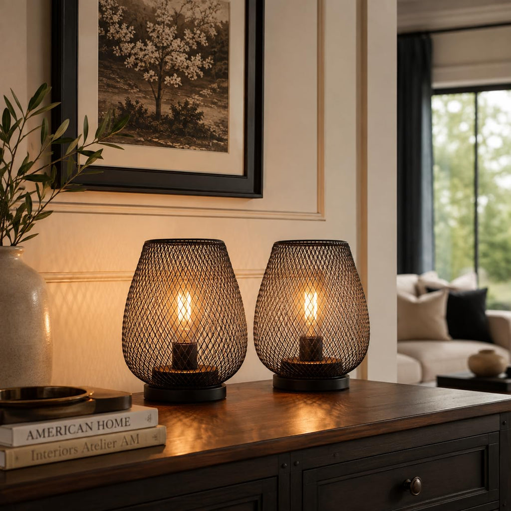 2 Pack Battery Operated Lamp Outdoor Table Lantern, LED Table Lantern with Timer Mode, Vintage Decorative Lights