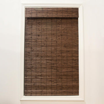 Cordless Bamboo Roman Shades for Windows - Flatstick Bamboo Blinds for Semi-Private Light Control - Easy to Lift & Fold Up Window Shades - Cocoa - 23 in. W x 64 in. L - (2216300E)