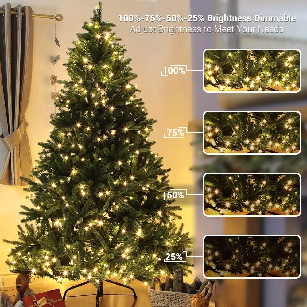 Christmas Tree Lights, 200 LED 65.67ft Color Changing Christmas Lights with Remote, 11 Modes Warm White & Multicolor