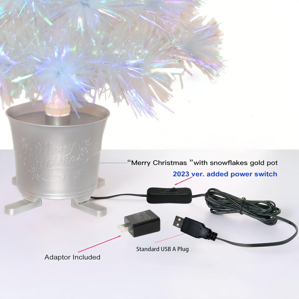 24 inch Iridescent Pre-lit Small Fiber Optic Christmas Tree