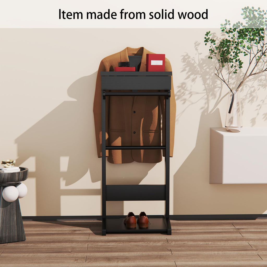 Men Wooden Suit Valet Stand, Black