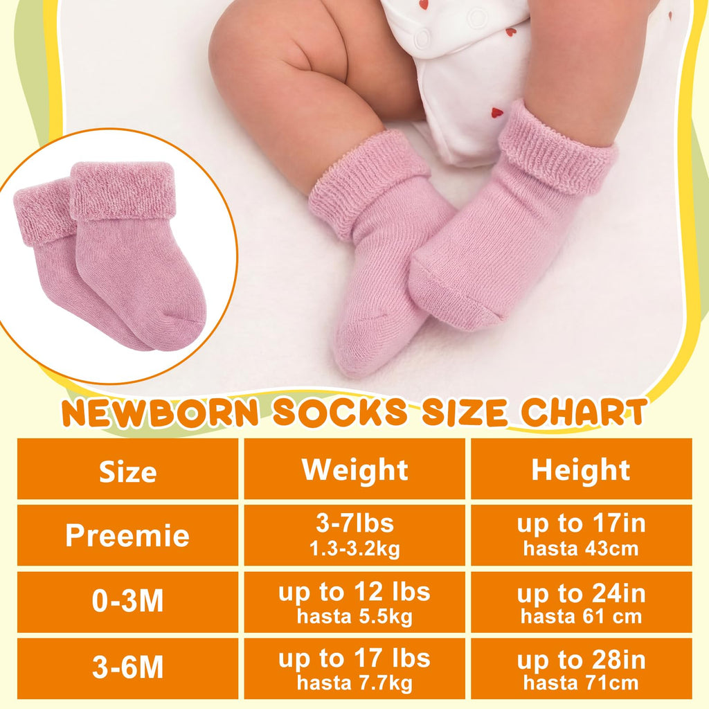 10 Pairs Preemie Cotton Turn Cuff Socks Mixed