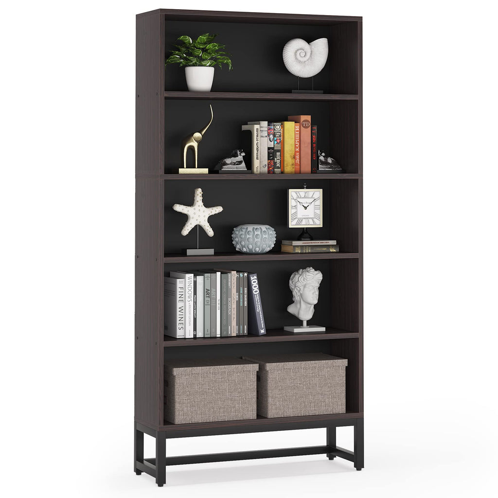 Tall Bookcase and Bookshelf, 70.8" Large Bookcases Organizer with 5-Tier Storage Shelves, Heavy Duty Free-Standing