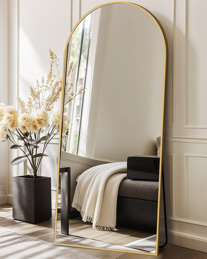 71"x26" Arched Full-Length Mirror with Explosion-Proof HD Glass - Oversized Floor or Wall-Mounted Full Body Mirror