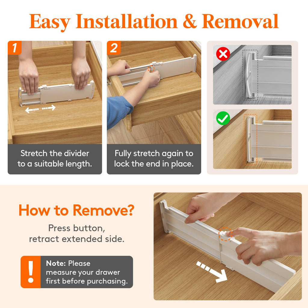9 Pack 4" High Drawer Dividers, Adjustable Drawer Organizer Clothes