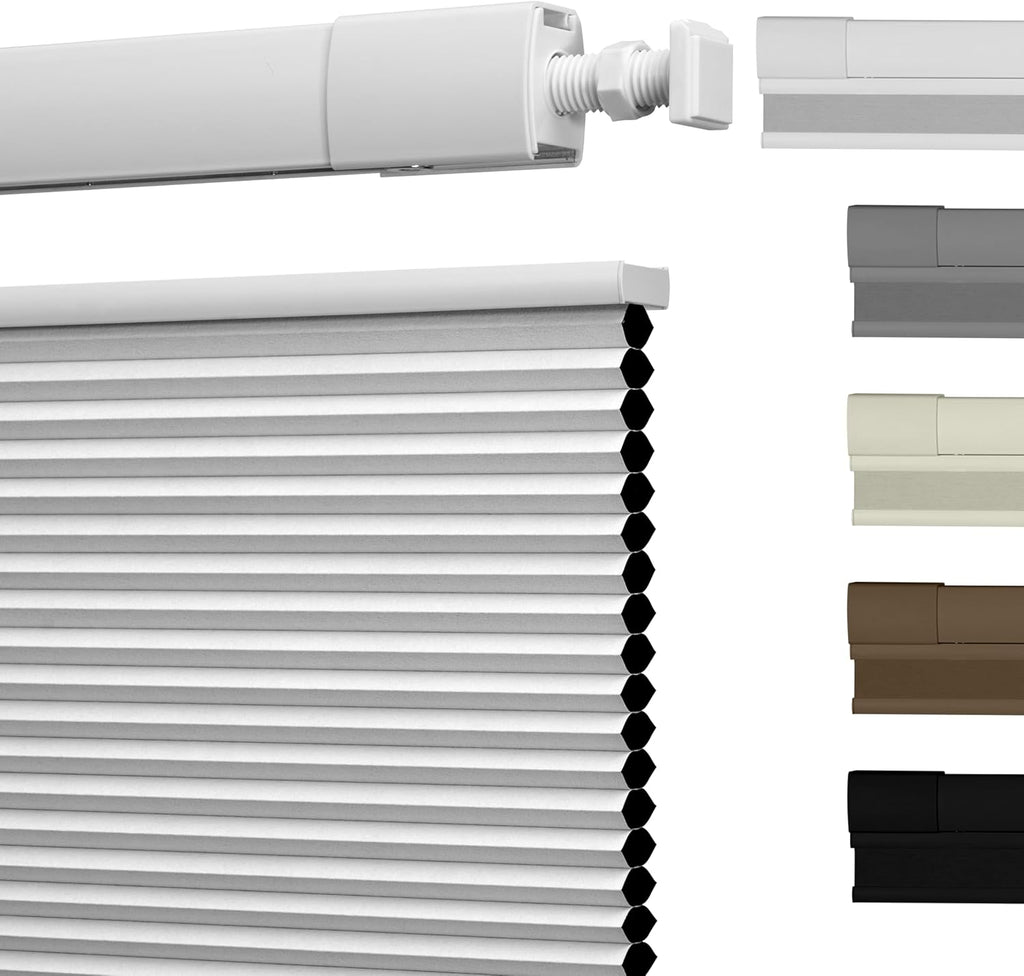 No Drill TDBU Cellular Shades for Windows,Black,21" W x 64" H