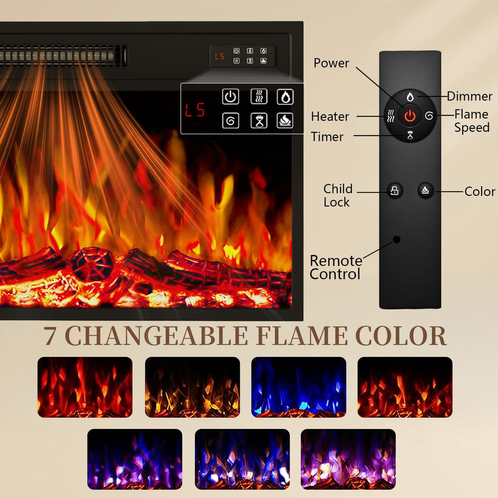 70" Fluted Fireplace TV Stand with 23" Electric Fireplace for TVs Up to 80", Entertainment Center with Sliding Door